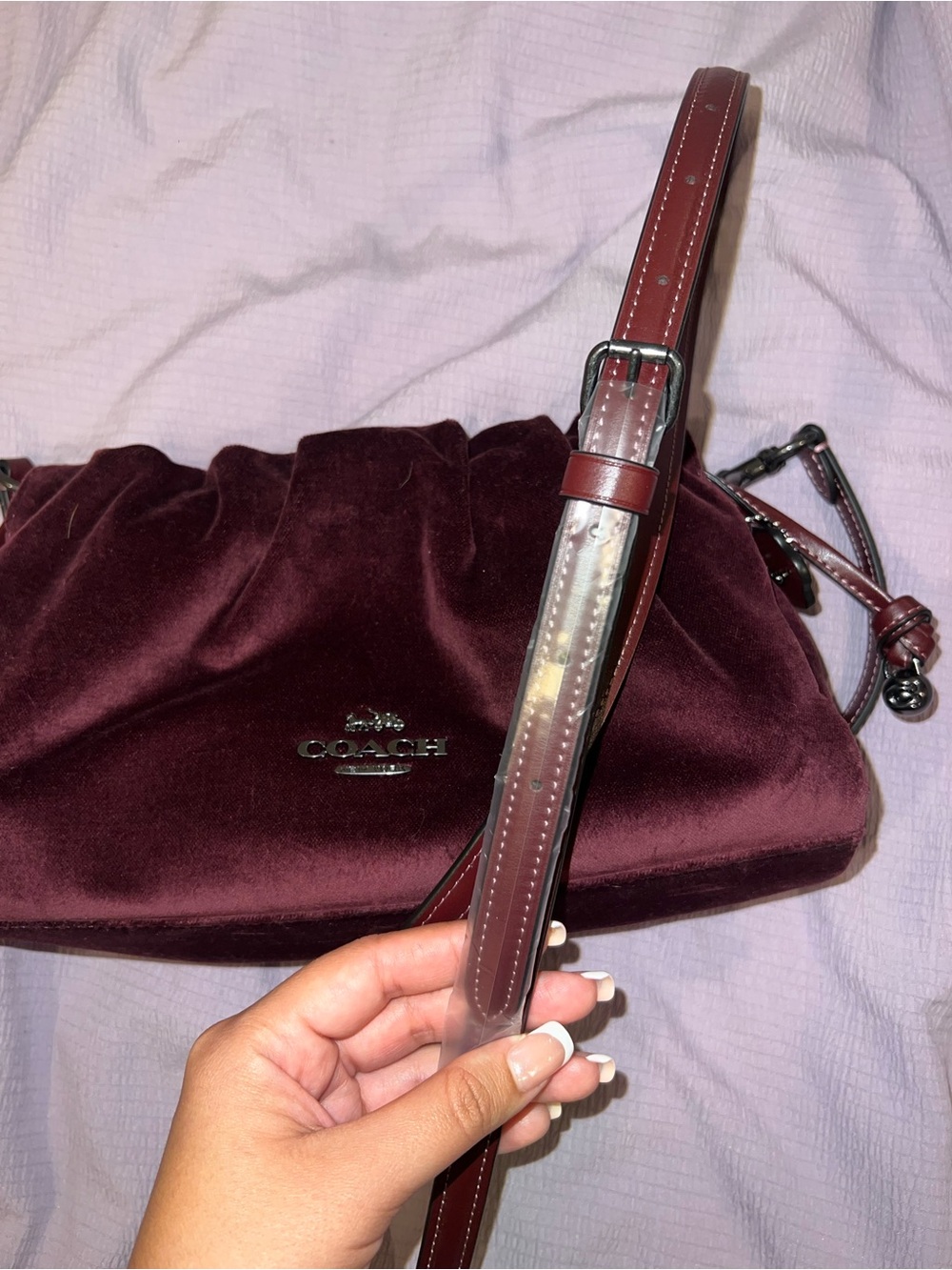 Coach Velvet Shoulder Bag in Deep Wine - Picture 11 of 11